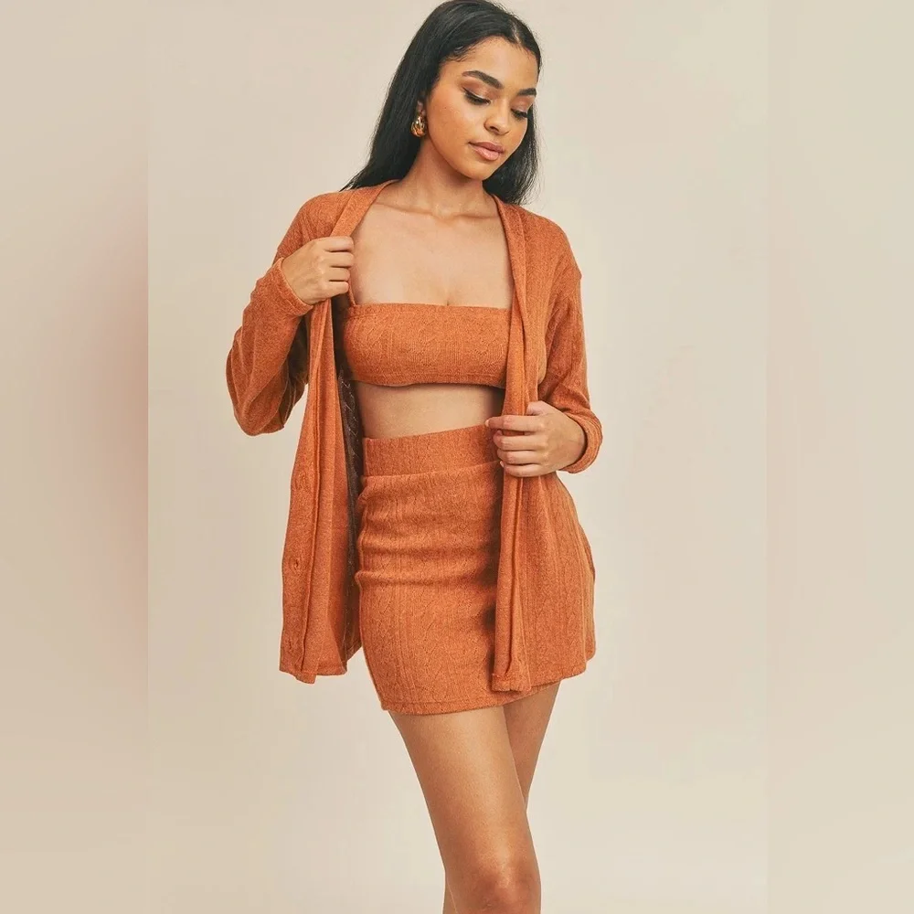 Rust Ribbed Skirt - Picture 2 of 9